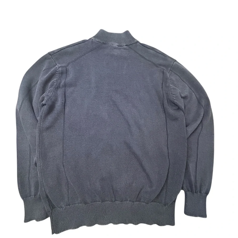 BKE Men's Charcoal Henley Mockneck Sweater XL Qtr Button Distress‎ Finish Indie